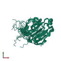 PDB entry 1ax3 coloured by chain, ensemble of 16 models, front view.