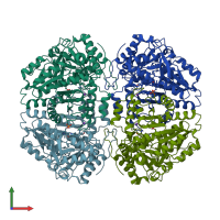 PDB entry 1ax4 coloured by chain, front view.