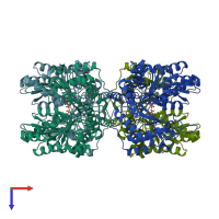 PDB entry 1ax4 coloured by chain, top view.