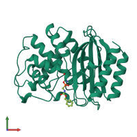 PDB entry 1axb coloured by chain, front view.
