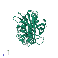 Beta-lactamase TEM in PDB entry 1axb, assembly 1, side view.