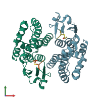 PDB entry 1axd coloured by chain, front view.