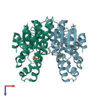 PDB entry 1axd coloured by chain, top view.