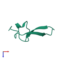PDB 1axh contains 1 copy of ATRACOTOXIN-HVI in assembly 1. This protein is highlighted and viewed from the top.
