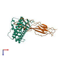 PDB entry 1axi coloured by chain, top view.