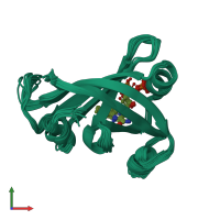 PDB entry 1axj coloured by chain, ensemble of 20 models, front view.