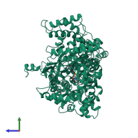 PDB entry 1axr coloured by chain, side view.
