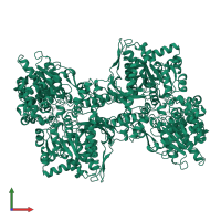 Glycogen phosphorylase, muscle form in PDB entry 1axr, assembly 1, front view.