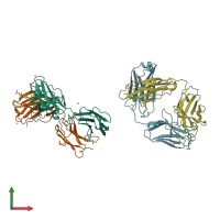PDB entry 1axs coloured by chain, front view.