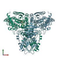 PDB entry 1ay0 coloured by chain, front view.
