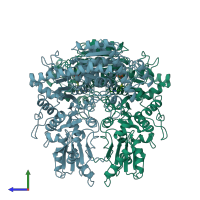 PDB entry 1ay0 coloured by chain, side view.