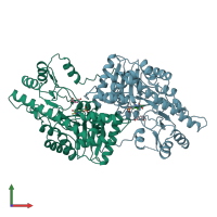PDB entry 1ay5 coloured by chain, front view.