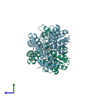 PDB entry 1ay5 coloured by chain, side view.