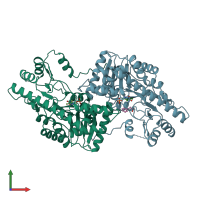 PDB entry 1ay8 coloured by chain, front view.