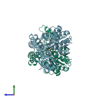 PDB entry 1ay8 coloured by chain, side view.