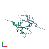 PDB entry 1ay9 coloured by chain, front view.