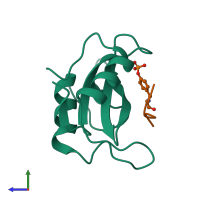 PDB entry 1ayc coloured by chain, side view.
