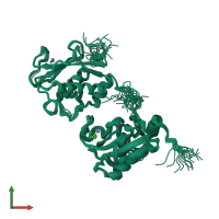 PDB entry 1ayk coloured by chain, ensemble of 30 models, front view.