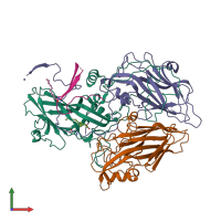 PDB entry 1aym coloured by chain, front view.