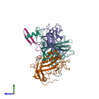 PDB entry 1aym coloured by chain, side view.