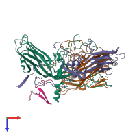 PDB entry 1aym coloured by chain, top view.