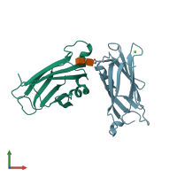 PDB entry 1ayo coloured by chain, front view.