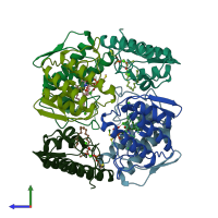 PDB entry 1ayp coloured by chain, side view.