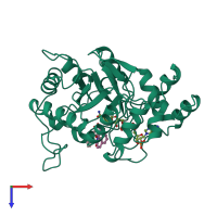 PDB entry 1az1 coloured by chain, top view.