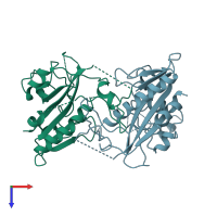 PDB entry 1az3 coloured by chain, top view.