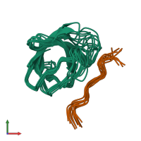 PDB entry 1aze coloured by chain, ensemble of 10 models, front view.