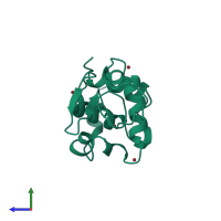 PDB entry 1azf coloured by chain, side view.