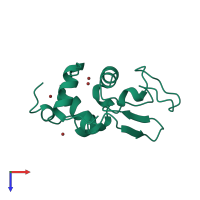 PDB entry 1azf coloured by chain, top view.