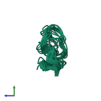 PDB entry 1azh coloured by chain, ensemble of 14 models, side view.