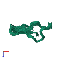 PDB entry 1azj coloured by chain, ensemble of 18 models, top view.