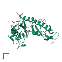 PDB entry 1azo coloured by chain, top view.