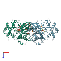 PDB entry 1azt coloured by chain, top view.