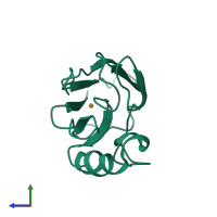 PDB entry 1azu coloured by chain, side view.