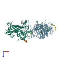 PDB entry 1azx coloured by chain, top view.