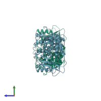 PDB entry 1azy coloured by chain, side view.