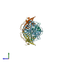 PDB entry 1azz coloured by chain, side view.