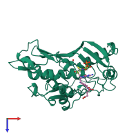 PDB entry 1b02 coloured by chain, top view.