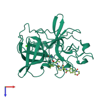 Monomeric assembly 1 of PDB entry 1b0e coloured by chemically distinct molecules, top view.