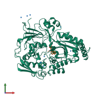 PDB entry 1b0h coloured by chain, front view.