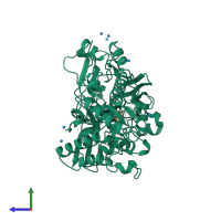 PDB entry 1b0h coloured by chain, side view.