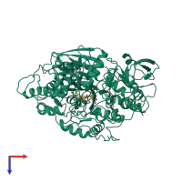 PDB entry 1b0k coloured by chain, top view.