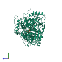 PDB entry 1b0m coloured by chain, side view.