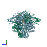 PDB entry 1b0p coloured by chain, side view.