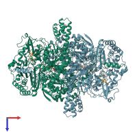 PDB entry 1b0p coloured by chain, top view.