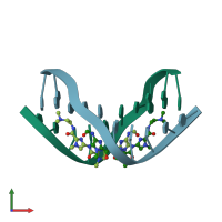 PDB entry 1b0s coloured by chain, front view.