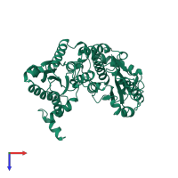 PDB entry 1b0z coloured by chain, top view.